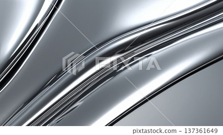 金屬銀色流線型背景，具有鮮明的光澤和斜線。 137361649