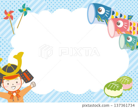 Boy wearing a helmet and carp streamer frame Children's Day 137361734