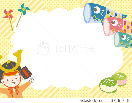 Boy wearing a helmet and carp streamer frame Children's Day 137361736