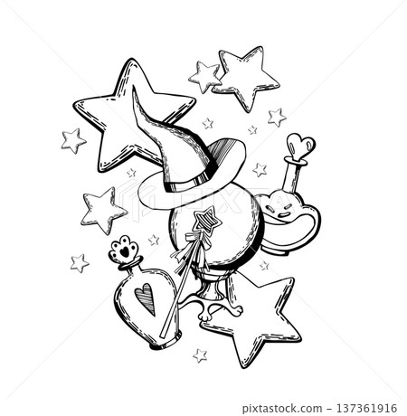 Vector graphic illustration of a magic ball for fortune telling 137361916