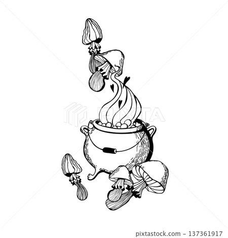 Vector illustration of a magic cauldron for brewing potions 137361917