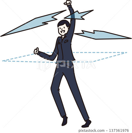 圖：一位身著工作服（藏藍色制服）的女性打破了職場天花板 137361976