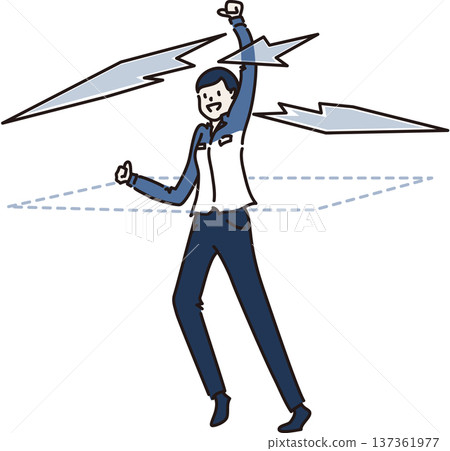 身著工作服的女性打破職場天花板的插圖——藍色制服 137361977