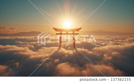 標題：雲上鳥居日出/雲海飛鳥 137362155