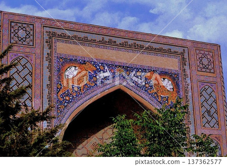 Beautiful tiled architecture of Sher Dormedrese, Samarkand Beautiful tiled architecture of Sher Dormedrese, Samarkand 137362577