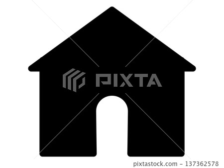 房地產和房屋，網頁設計中的房屋按鈕，簡單的房屋輪廓圖標 137362578