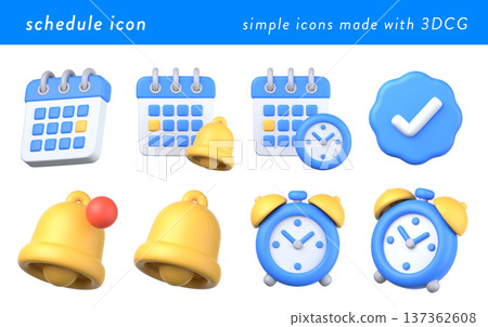 3D Schedule and Notification Icon Set 3D Schedule and Notification Icon Set 137362608