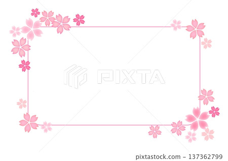Spring pink cherry blossom decorative frame 3 Spring pink cherry blossom decorative frame 3 137362799