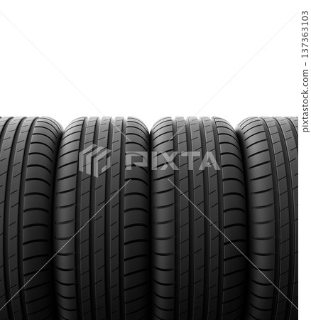 Vehicle tires on white background 137363103