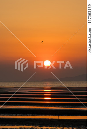 日落在御手洗海岸染上黃昏 137363189