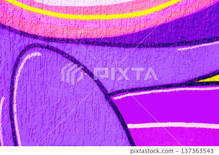 Purple Urban Graffiti Street Art Wall Detail with Vibrant Yellow and Pink Lines, 90s Y2K Style Purple Urban Graffiti Street Art Wall Detail with Vibrant Yellow and Pink Lines, 90s Y2K Style 137363543