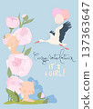 Stork Delivering Baby Girl. It s a Girl. Baby Shower Card 137363647