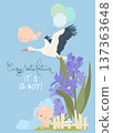 Stork Delivering Baby Boy. It s a Boy. Baby Shower Card 137363648