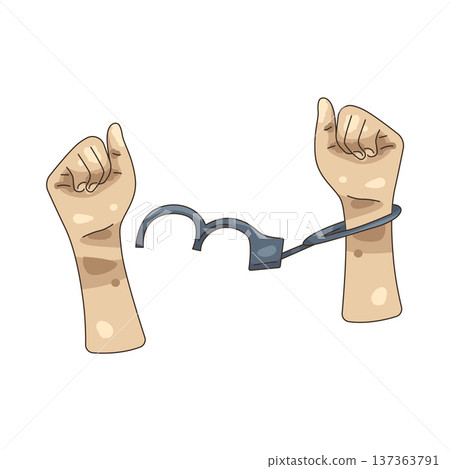 Illustration of Broken handcuffs 137363791