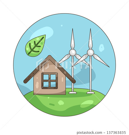 Illustration of wind turbine 137363835