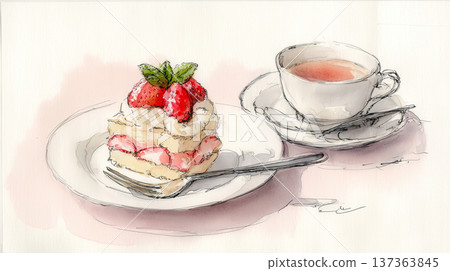 在陽光下享用酥餅和茶的片刻 137363845