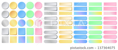 A set of glossy, beautifully gradient buttons: circle, square, rounded corners, rectangle 137364075