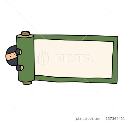 Hand drawn cute ninja scroll frame 137364431