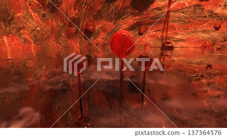 一個長著奇異植物的洞穴 137364576