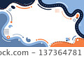 Abstract fluid background with organic shapes and wavy lines in navy blue and orange for modern banner design 137364781