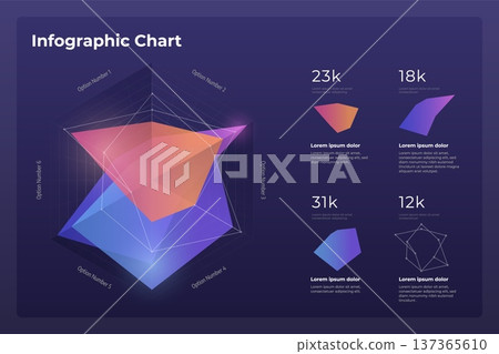 Dashboard infographic template with modern design annual statistics graphs. 137365610