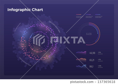Dashboard infographic template with modern design annual statistics graphs. 137365618