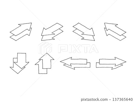Set of hand drawn black arrows line art isometric illustrations Set of hand drawn black arrows line art isometric illustrations 137365640
