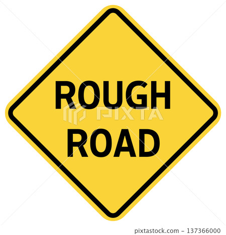 US road warning sign. Rough road ahead yellow symbol. Rough Road traffic warning. United States MUTCD road. flat style. US road warning sign. Rough road ahead yellow symbol. Rough Road traffic warning. United States MUTCD road. flat style. 137366000