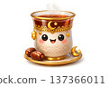Adorable cartoon tea cup with dates for Ramadan celebration 137366011