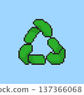 Pixel art Recycling Symbol Green Eco game asset design 137366068