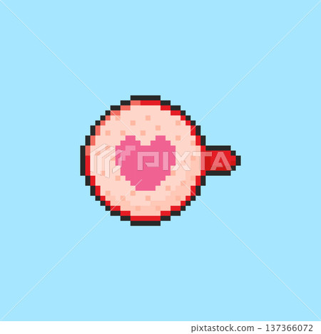 Pixel art Love Suction Cup with Heart Symbol game asset design 137366072
