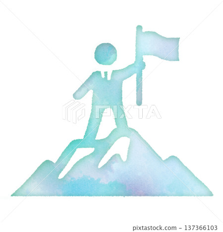 Achievement, completion, achievement, pictogram, watercolor touch, design icon, friendly, ecology, symbol, stamp 137366103