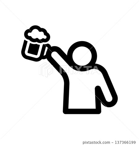 一個簡單的人物圖標，正在舉杯啤酒 137366199