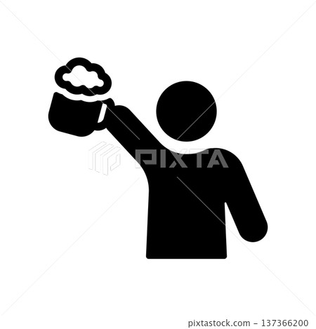 一個簡單的人物圖標,正在舉杯啤酒 一個簡單的人物圖標,正在舉杯啤酒 137366200