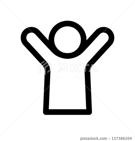 Bust-up icon of a person raising both hands in joy 137366204