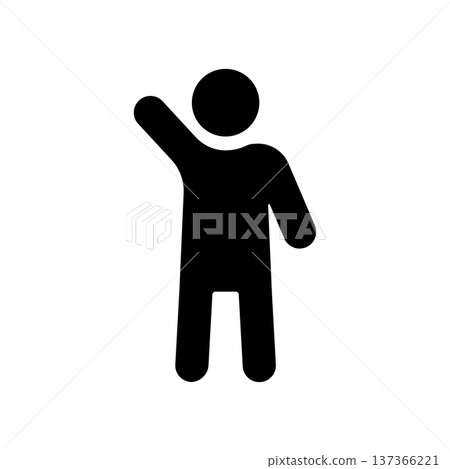 一個全身像人物圖標，高舉右手致意。 137366221