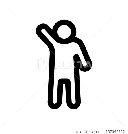 一個全身像人物圖標，高舉右手致意。 137366222