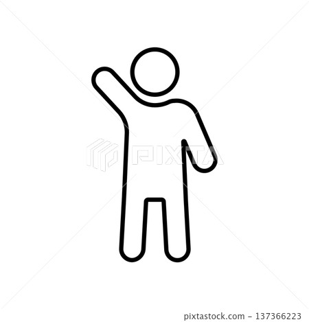 一個全身像人物圖標，高舉右手致意。 137366223