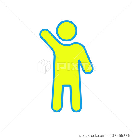 一個全身像人物圖標，高舉右手致意。 137366226
