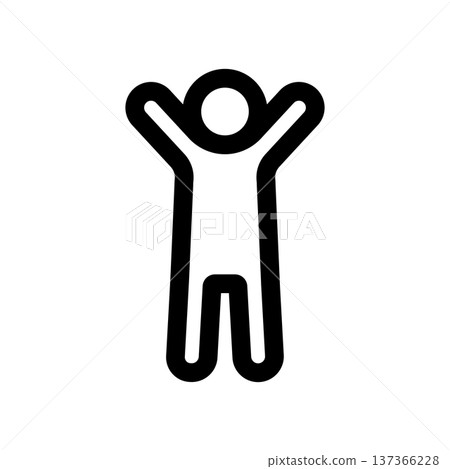 一個舉起雙手歡呼的人的圖標 一個舉起雙手歡呼的人的圖標 137366228