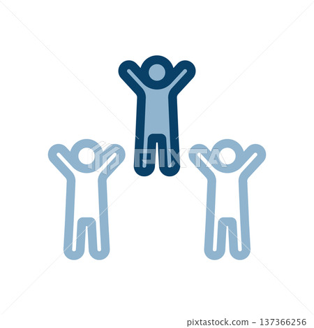 Icon illustration of three people celebrating goal achievement or success 137366256