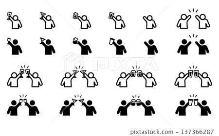 一組人們舉杯慶祝的圖標 137366287