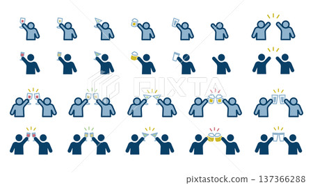 Icon set of people toasting with drinks 137366288