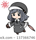 A girl character going out with a hat and umbrella 137366746