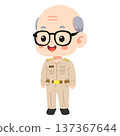 Cartoon of Elderly Man in Uniform 137367644
