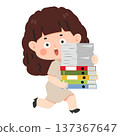 Woman Teacher Carrying Stack Of Files 137367647