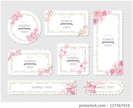 Spring cherry blossom frame set Spring cherry blossom frame set 137367658