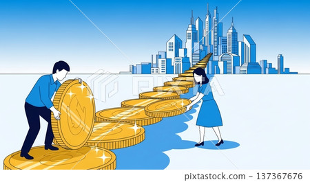 The road of gold coins leading to the city of the future 137367676