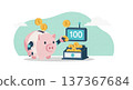 Piggy bank and coins depicting future savings 137367684