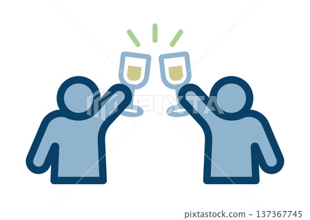兩個人舉起酒杯祝酒的圖標 兩個人舉起酒杯祝酒的圖標 137367745